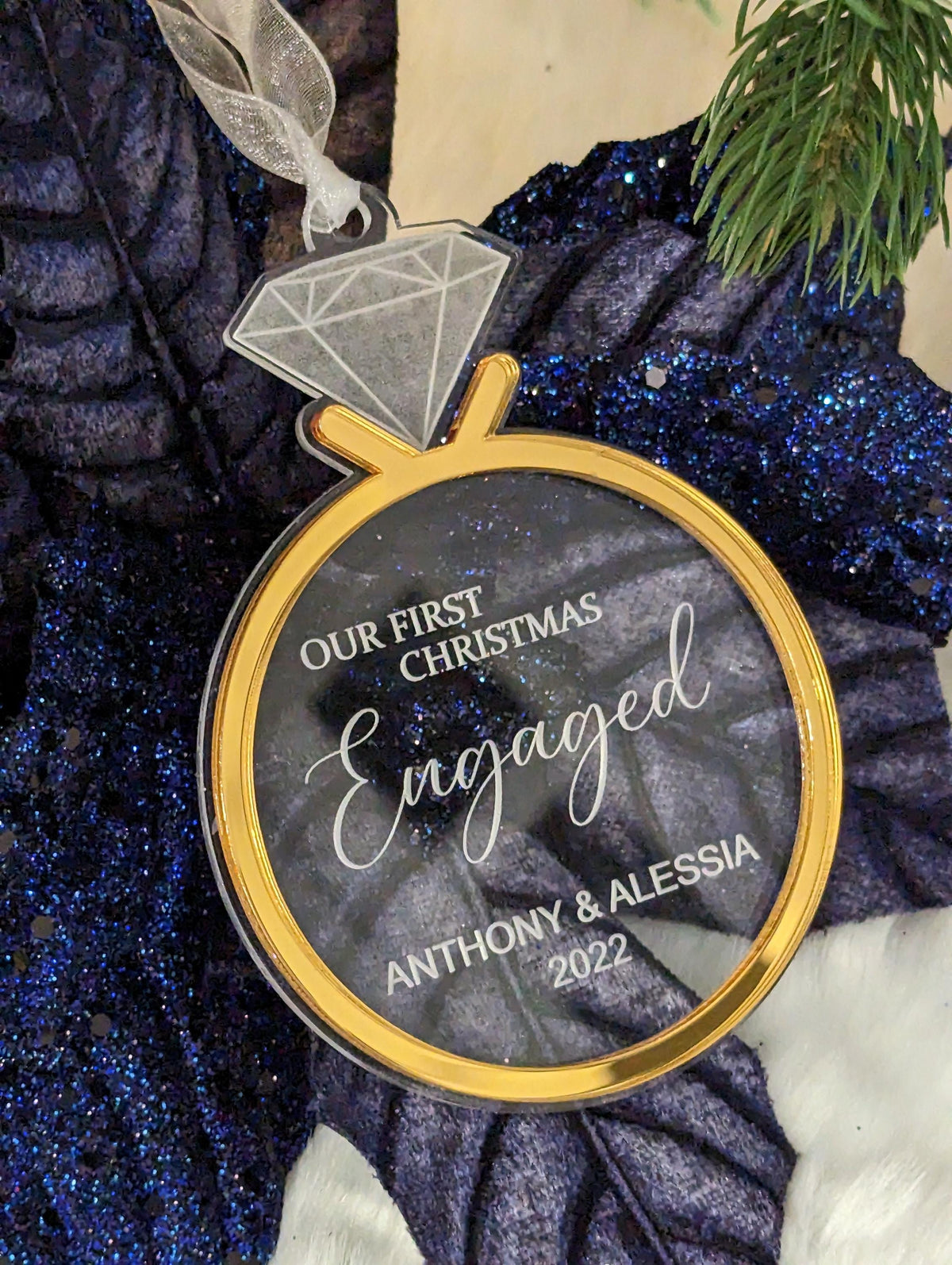 Personalized First Christmas Engaged Acrylic ornament