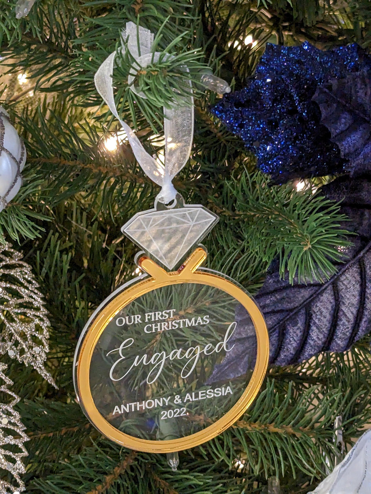 Personalized First Christmas Engaged Acrylic ornament