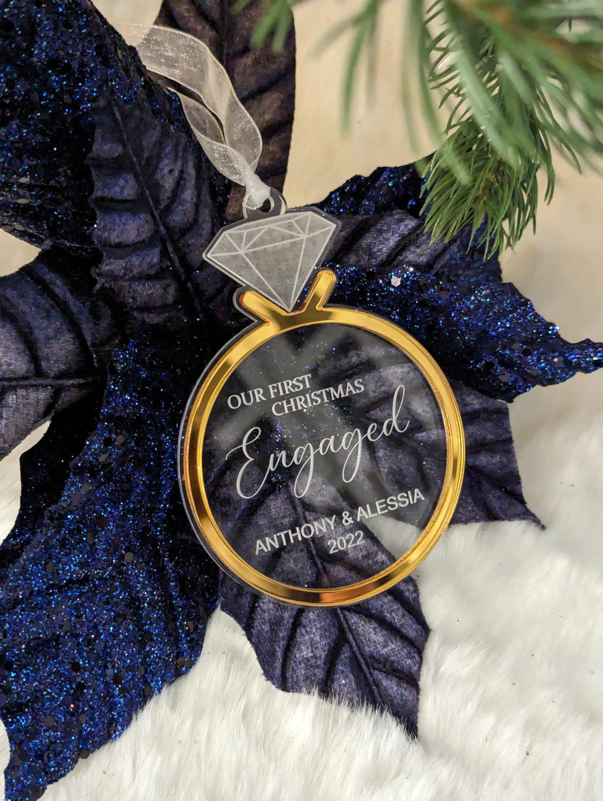 Personalized First Christmas Engaged Acrylic ornament