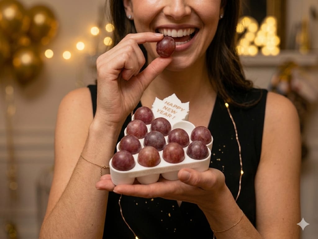 New Years Grape Tray | holds 12 grapes- Food Grade solid material - Washable