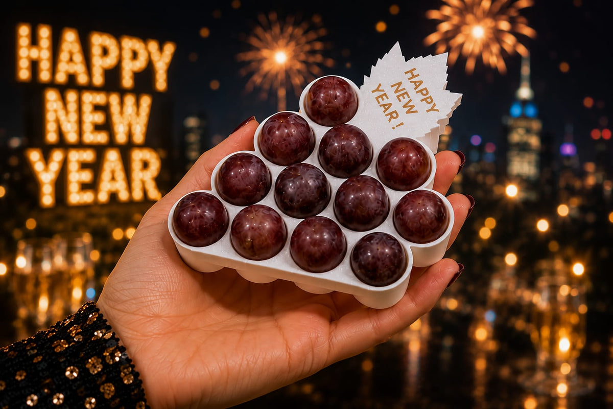 New Years Grape Tray | holds 12 grapes- Food Grade solid material - Washable