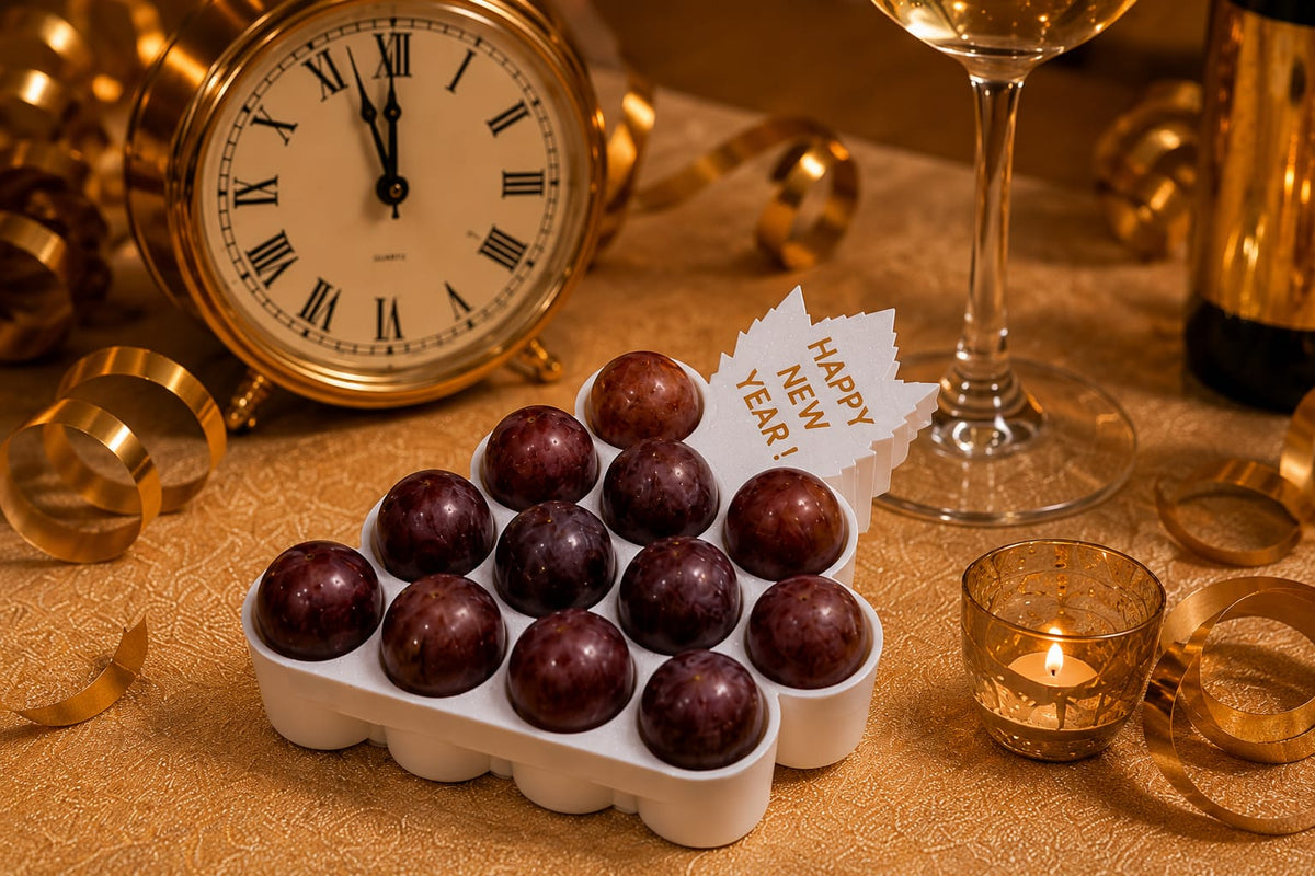 New Years Grape Tray | holds 12 grapes- Food Grade solid material - Washable
