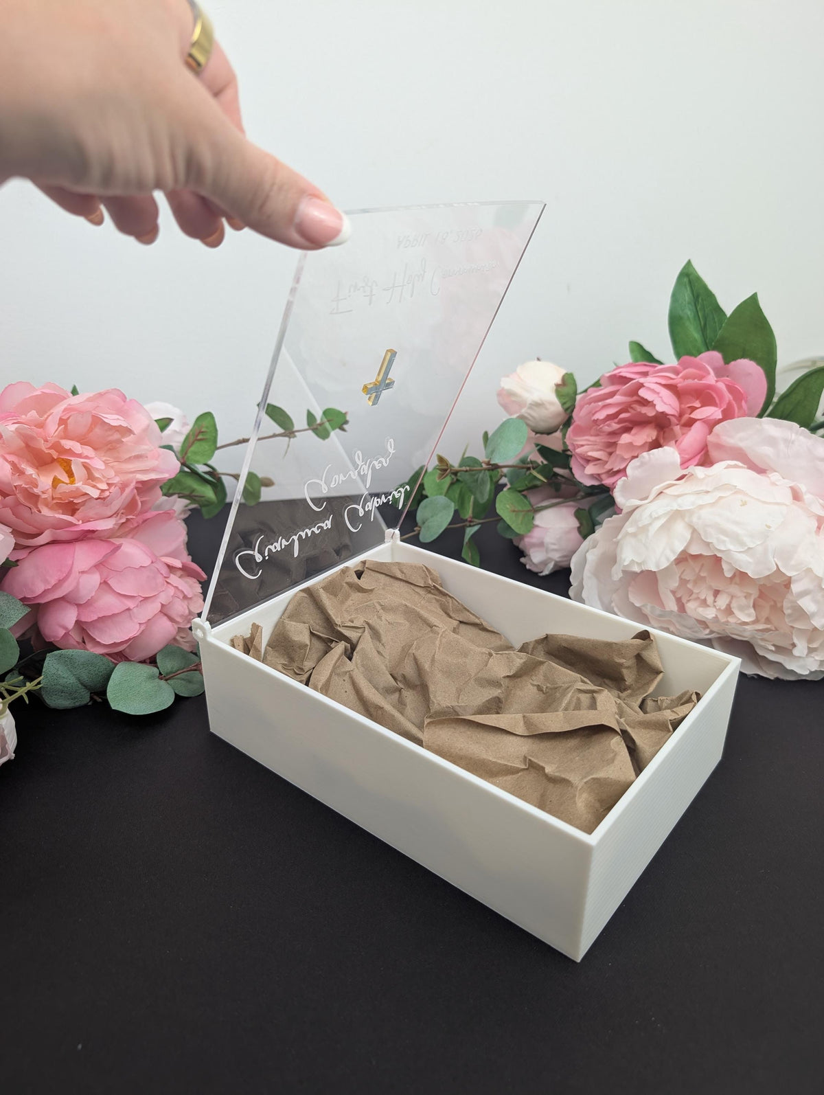 Acrylic Keepsake Box | Personalized Lid with details Baptism First Communion and More