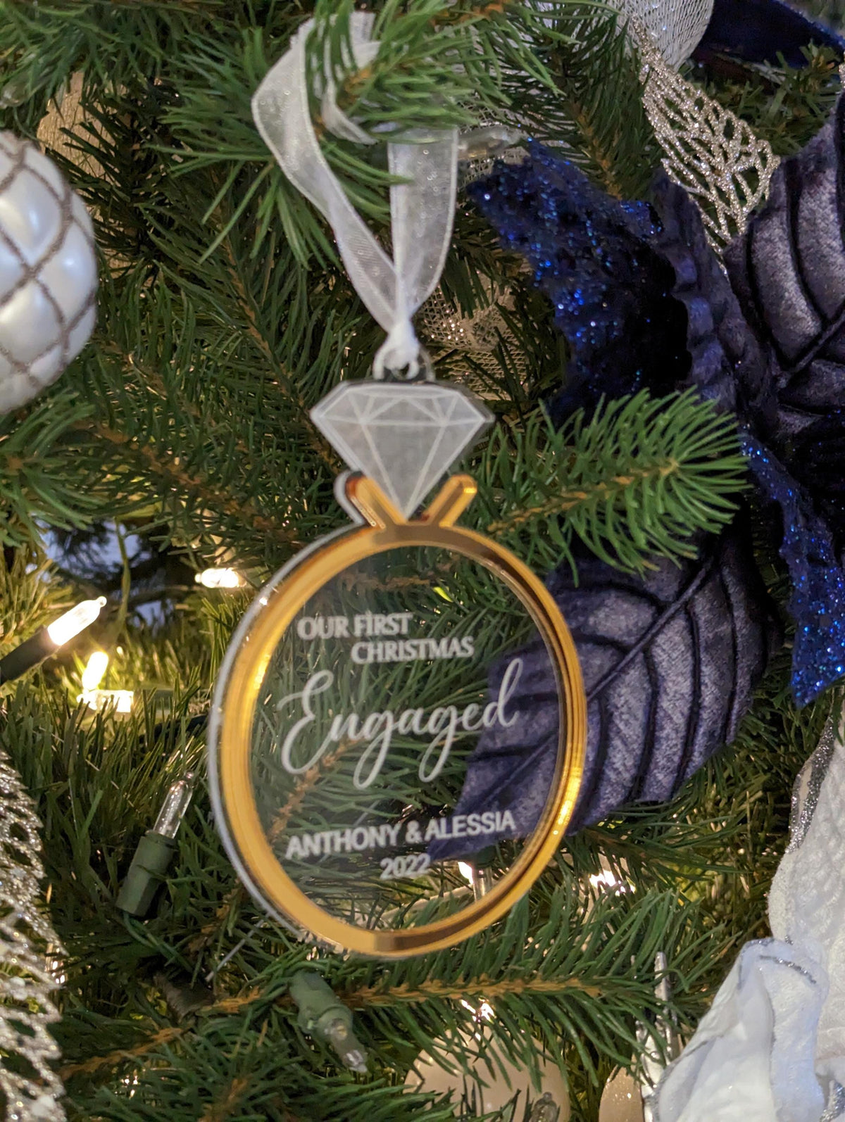 Personalized First Christmas Engaged Acrylic ornament