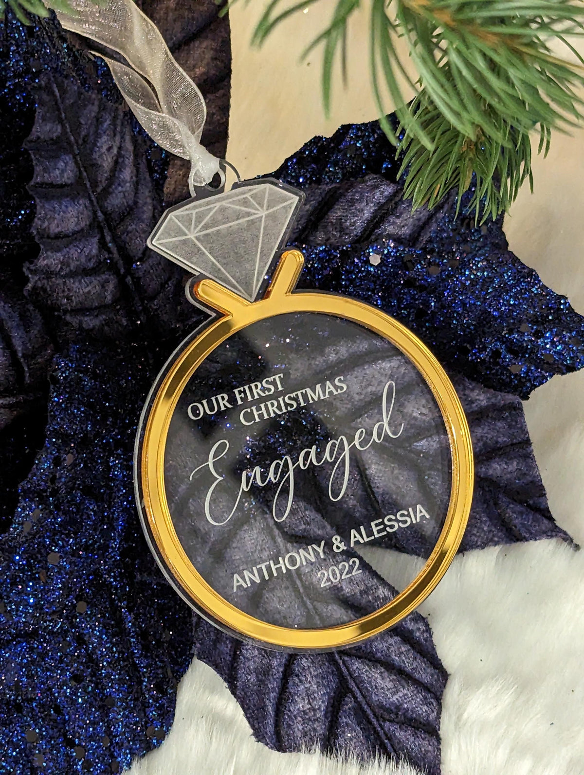 Personalized First Christmas Engaged Acrylic ornament