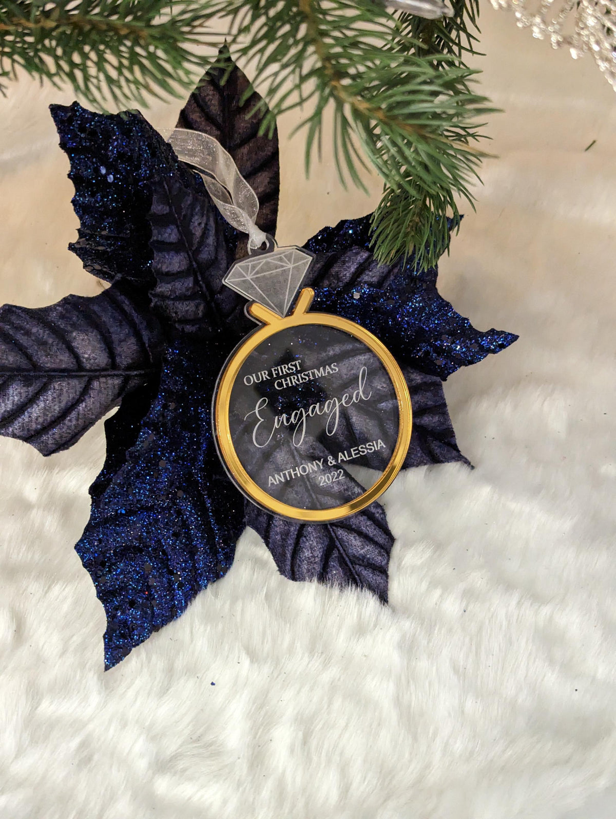 Personalized First Christmas Engaged Acrylic ornament