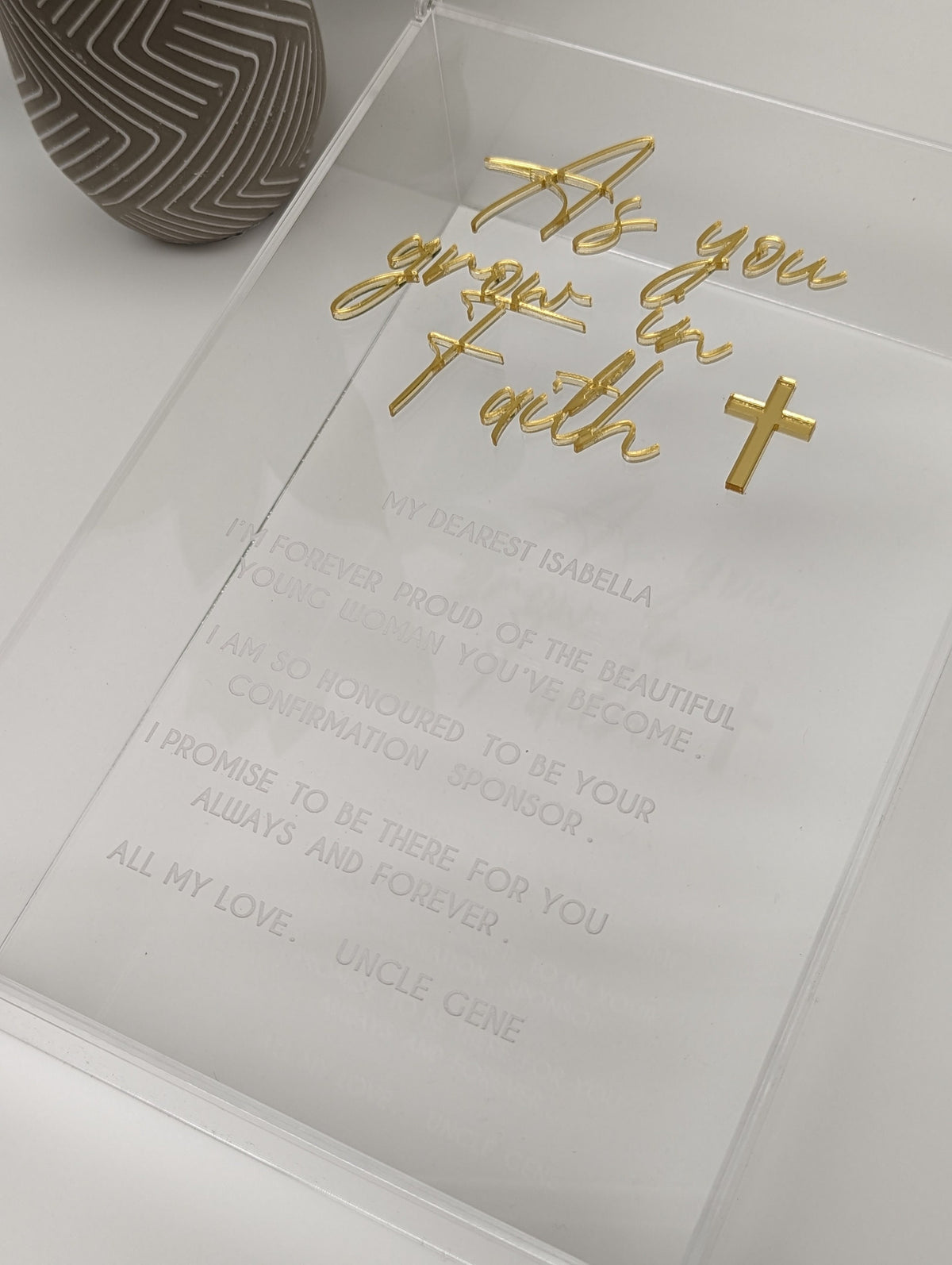Acrylic Keepsake Box | Personalized Lid with details Baptism First Communion and More