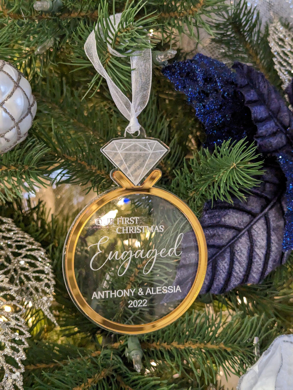 Personalized First Christmas Engaged Acrylic ornament
