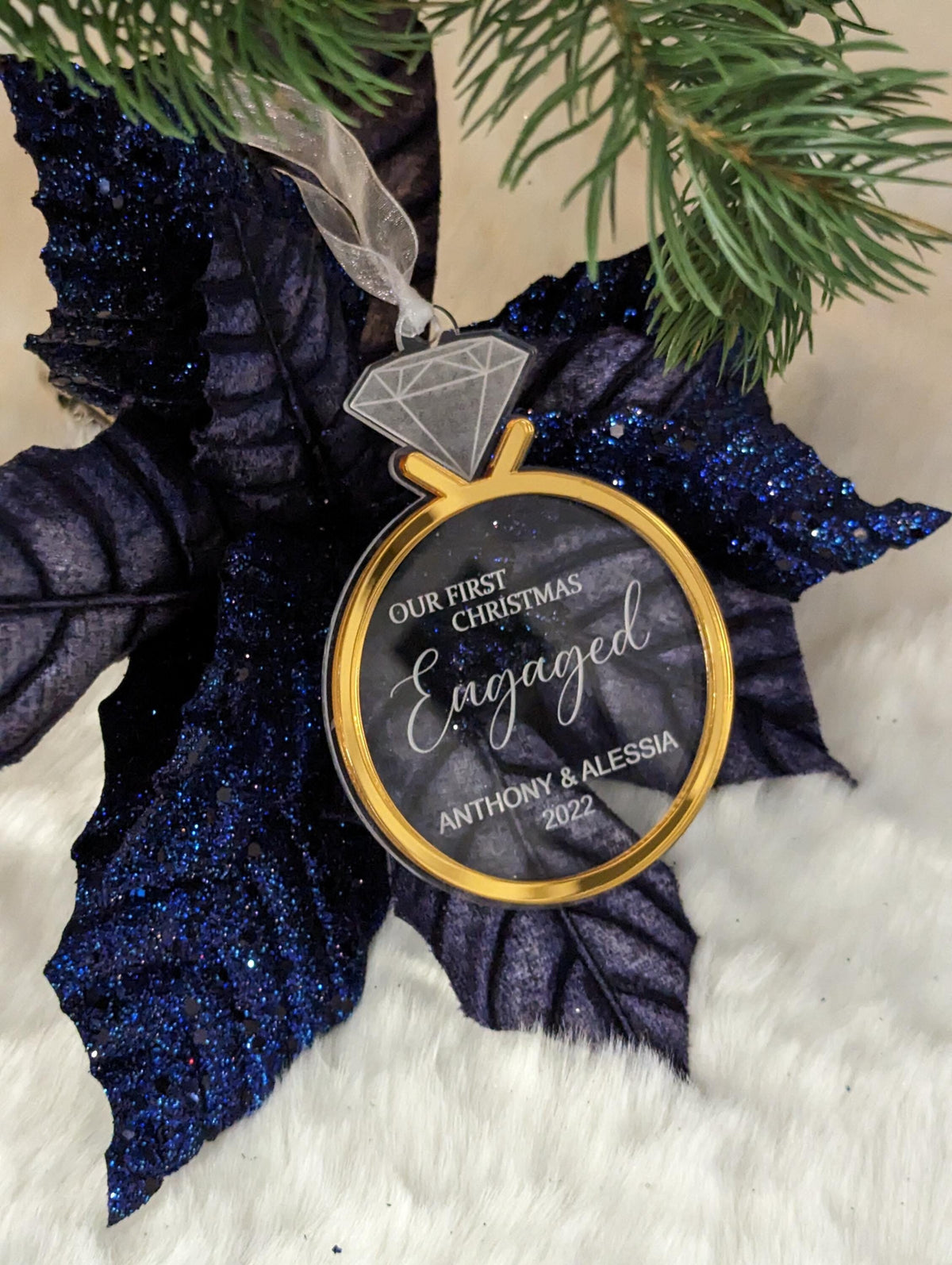 Personalized First Christmas Engaged Acrylic ornament