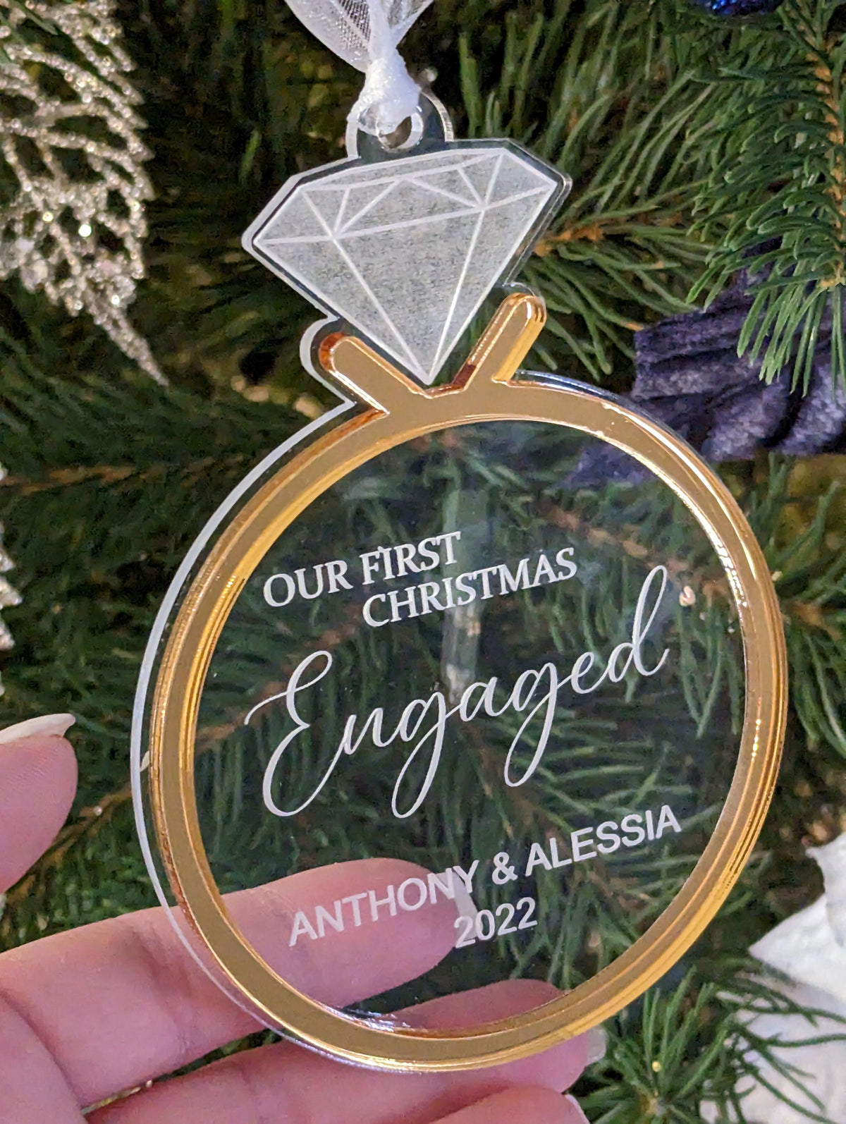 Personalized First Christmas Engaged Acrylic ornament