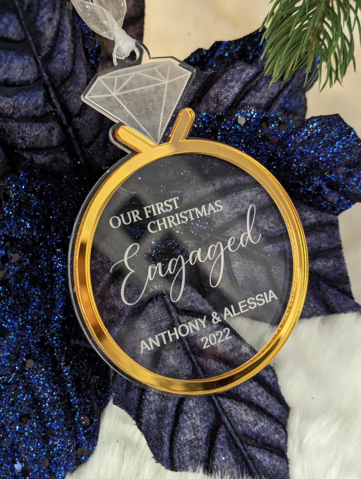 Personalized First Christmas Engaged Acrylic ornament