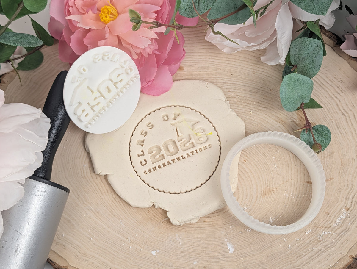 Grad 2026 personalized Cookie Graduation stamp set | cutters included